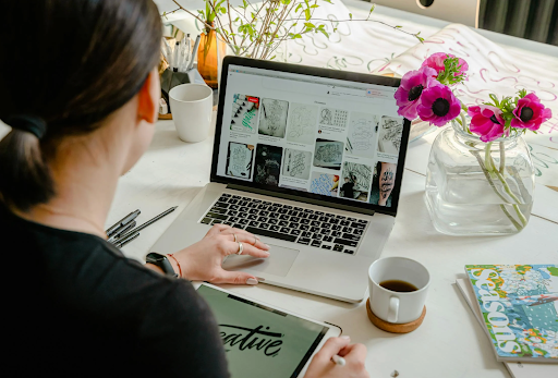 Interior Designer analyzing Top-performing pages identified through Google Analytics for interior designers