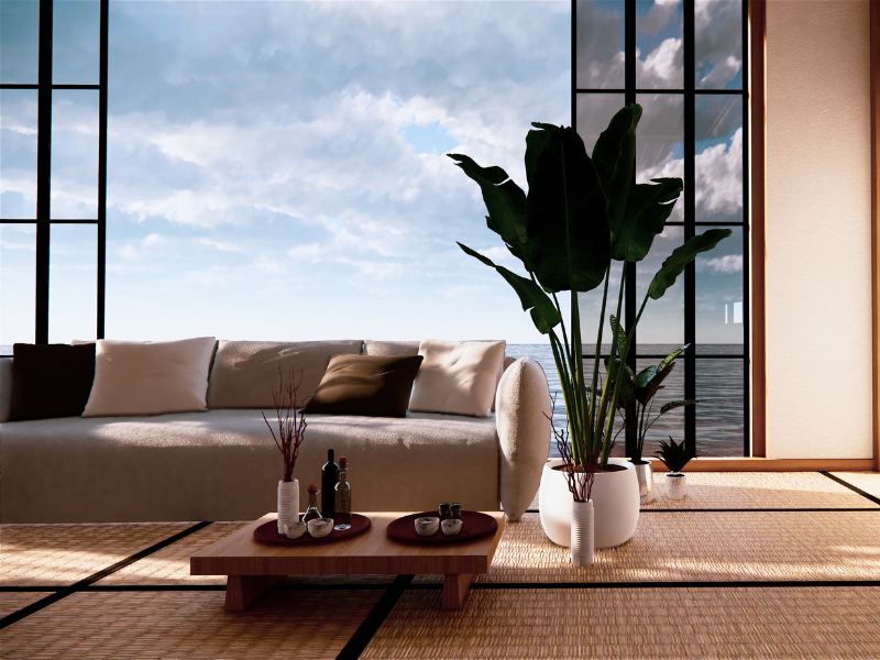 Japanese Interior Design of a Living Room